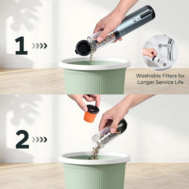 Alt view image 5 of 7 - 7-in-1 Aluminum Alloy Wireless Car Vacuum Cleaner, 20kPa Strong Suction Handheld Vacuum, Portable with Smart Digital Display, 2 Suction Modes for Car, Desk, Keyboard and Small SpacesCyan