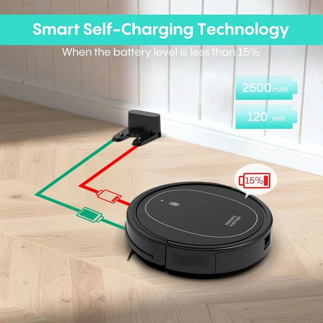 Alt view image 5 of 7 - Robot Vacuum and Mop Combo, 5000Pa Self-Charging Robotic Vacuum Cleaner with Smart Obstacle Avoidance, 3-in-1 Robot Vacuum with Alexa & App Control, Quiet, Slim, Ideal for Pet Hair, Carpet and Floors
