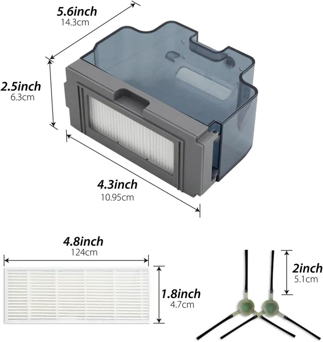 Alt view image 2 of 5 - Robot Vacuum Replacements Parts Fit For Lefant M210/M213/M210b, For Okp K2 K2p K3 K4 K5 K2p Robot Vacuum Cleaner, Vacuum Dust Pan, Side Sweep Edge Brush HEPA Filter (Dustbin& Filter&Sweep-10pc)