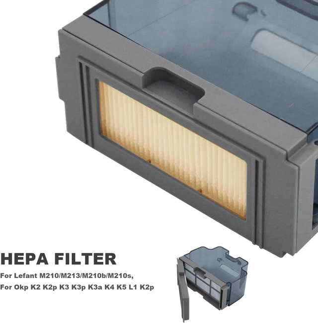 Alt view image 5 of 5 - Robot Vacuum Replacements Parts Fit For Lefant M210/M213/M210b, For Okp K2 K2p K3 K4 K5 K2p Robot Vacuum Cleaner, Vacuum Dust Pan, Side Sweep Edge Brush HEPA Filter (Dustbin& Filter&Sweep-10pc)