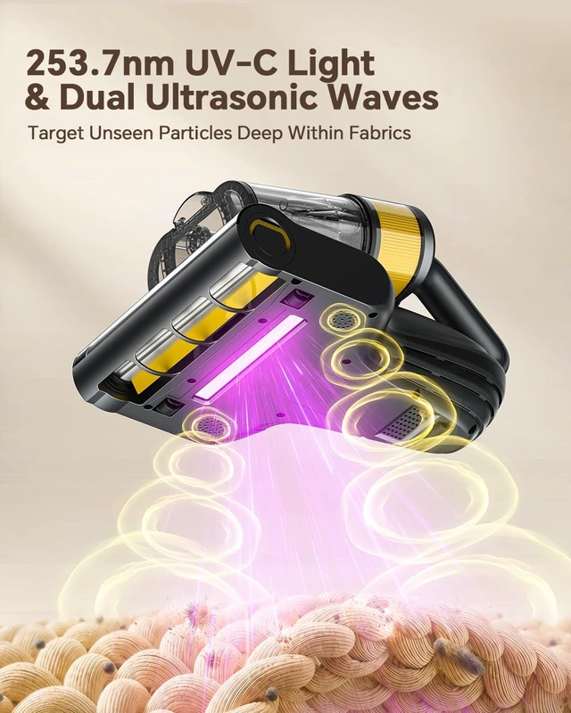 Alt view image 3 of 7 - Mr.ego Cordless Mattress Vacuum, 20000Pa Bed Vacuum with 253.7nm UV-C Light