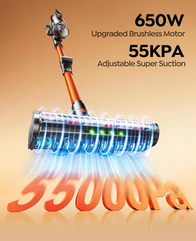 Alt view image 2 of 7 - Cordless Vacuum Cleaner, 650W/55Kpa/70Mins Stick Vacuum Cleaners for Home