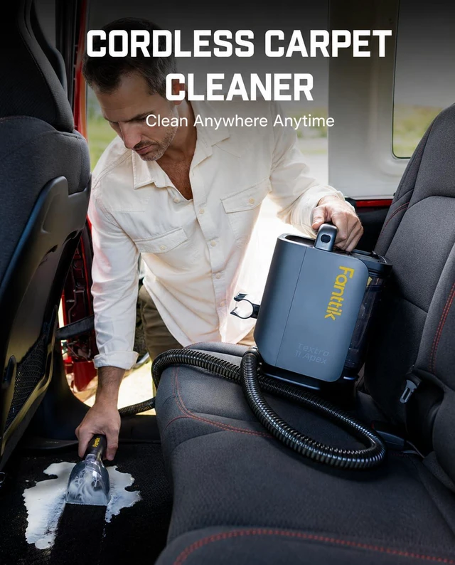 Alt view image 2 of 7 - Fanttik Textra 11 Apex Cordless Carpet and Upholstery Cleaner, Self-Cleaning Tool, 150W Brushless Motor, 2 Cleaning Modes, Light-Duty Portable Spot Cleaner for Car, RV Interiors, Sofas, Area Rugs