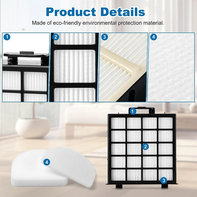 Alt view image 3 of 7 - AZ4002 AZ4000 AZ4002W HEPA Filter Replacement Compatible with Shark POWERDETECT Upright Vacuum Cleaner and Shark Powered Lift-Away Heavy Duty Vacuum Suction, 6 Foam, 6 Felt, 2 HEPA, 2 Odor Cartridge