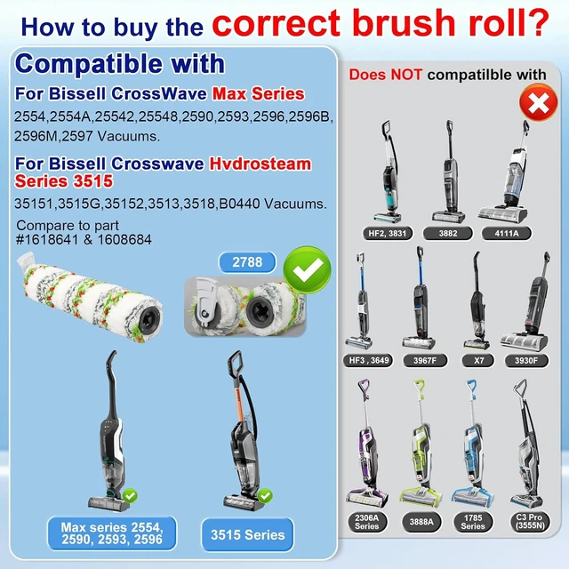 Alt view image 2 of 7 - Lemige Brush Replacement Parts for Bissell CrossWave Hydrosteam Max Vacuum