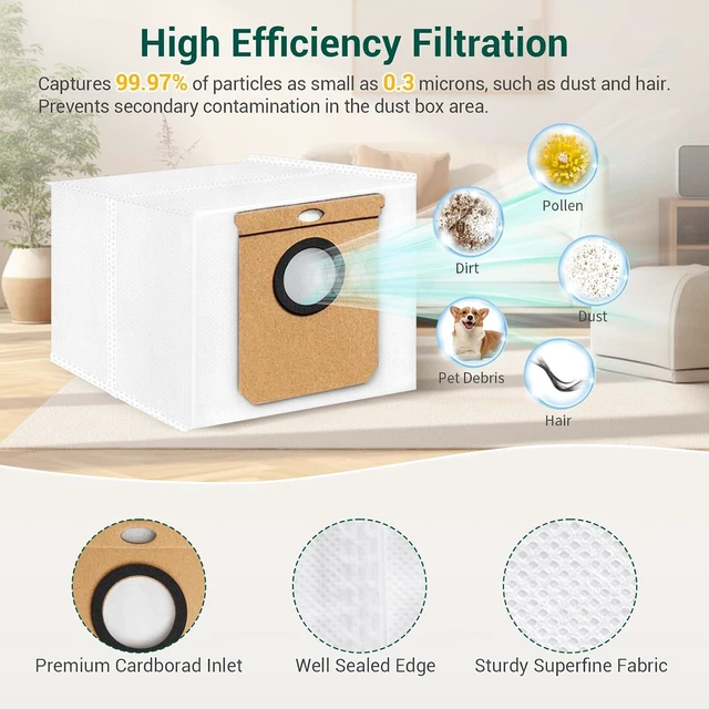 Alt view image 6 of 7 - 19Pack Replacement Parts Accessories for Eufy L60/L60 Hybrid/L60/L50 Series Robot Vacuums Kit, 1 Main Roller Brush, 4 Hepa Filters, 6 Side Brushes, 6 Dust Bags, 1 Screwdriver, 1 Clean Tool