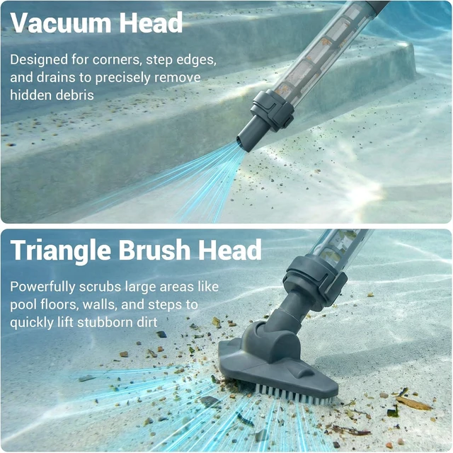 Alt view image 4 of 7 - Cordless Pool Vacuum, Handheld Hot Tub Cleaner, Powerful Handheld Cleaner removes Sand and Debris from Above Ground Pools, spas and hot tubs (Light Blue)