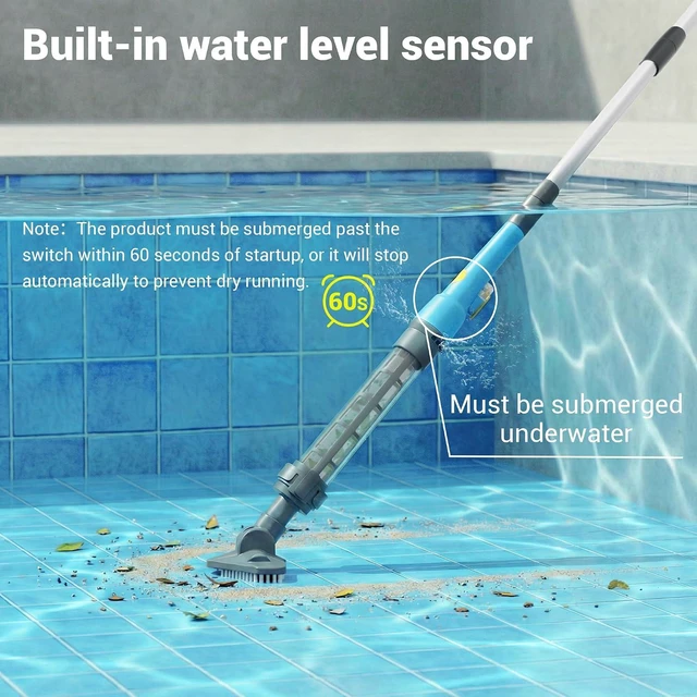 Alt view image 6 of 7 - Cordless Pool Vacuum, Handheld Hot Tub Cleaner, Powerful Handheld Cleaner removes Sand and Debris from Above Ground Pools, spas and hot tubs (Light Blue)