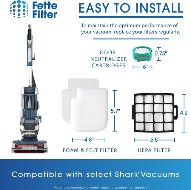 Alt view image 4 of 7 - Fette Filter - AZ3000 Vacuum Replacement Filters and Odor Kit Compatible with Shark Stratos Upright Vacuum Models AZ3000, AZ3000W, AZ3002, AZ3002C 2 Hepa + 4 Foam + 4 Odor Cartridges.