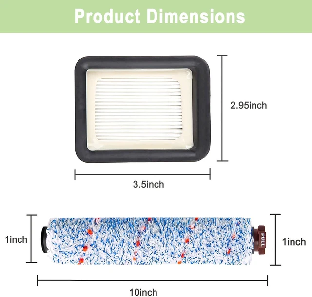 Alt view image 5 of 6 - 8 Pack Replacement Parts Compatible with Bissell CrossWave 1785 2306 3888A Vacuum Cleaner 4 Pack Multi-Surface Brush Roll 1868 4 Pack Vacuum Filter 1866 Compare to Part 1608683 160-8683 1608684