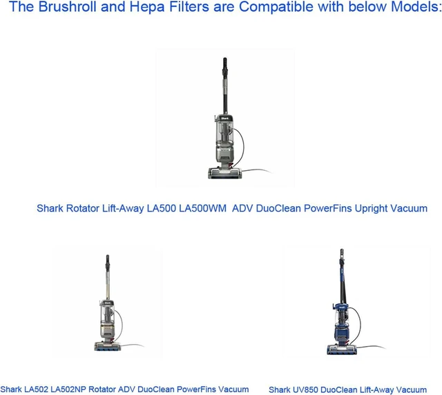 Alt view image 4 of 4 - Brushroll & Hepa Foam Filters Compatible with Shark Rotator Duo Clean PowerFins LA500 LA500WM LA502 LA502NP Vacuum,Compares to Parts # 1483FC200 XHF320 & XFFK320