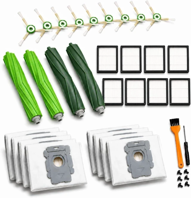 Main image of 26 Replacement Parts for iRobot Roomba i7 i7+ i3 i3+ i4 i4+ i5 i5+ i6 i6+ i8 i8+ E5 E6 E7 Robot Vacuum Accessories, 2 Rubber Roller 8 Filters 8 Side Brushes 8 Vacuum BagsNOT Fit the Combo J7+