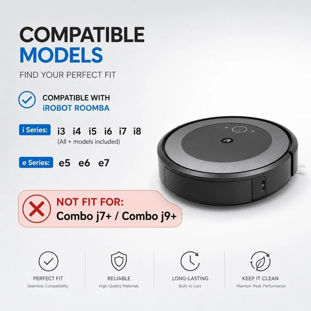 Alt view image 2 of 6 - 26 Replacement Parts for iRobot Roomba i7 i7+ i3 i3+ i4 i4+ i5 i5+ i6 i6+ i8 i8+ E5 E6 E7 Robot Vacuum Accessories, 2 Rubber Roller 8 Filters 8 Side Brushes 8 Vacuum BagsNOT Fit the Combo J7+