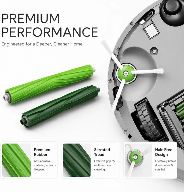 Alt view image 3 of 6 - 26 Replacement Parts for iRobot Roomba i7 i7+ i3 i3+ i4 i4+ i5 i5+ i6 i6+ i8 i8+ E5 E6 E7 Robot Vacuum Accessories, 2 Rubber Roller 8 Filters 8 Side Brushes 8 Vacuum BagsNOT Fit the Combo J7+