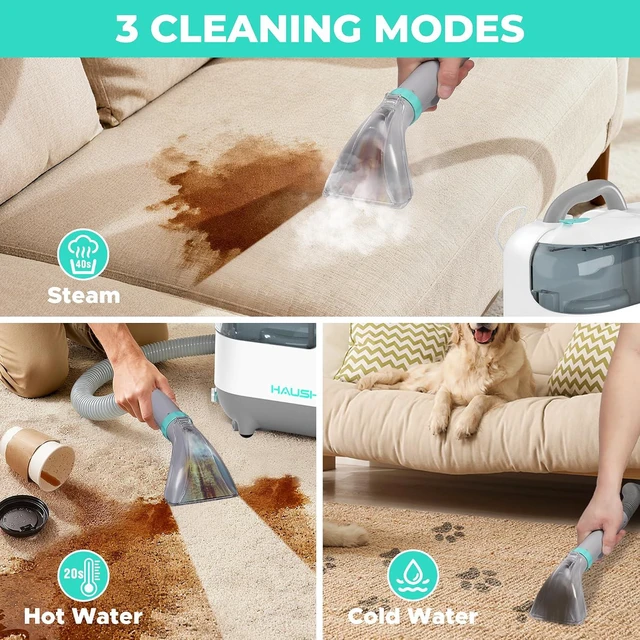 Alt view image 4 of 7 - HAUSHOF Steam Carpet and Upholstery Cleaner Machine, with 3 Modes & 3 Tools
