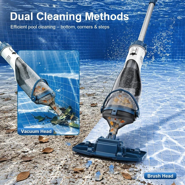 Alt view image 3 of 7 - Pool Vacuum for Above Ground Pool & Inground Pools 18.5 GPM Suction, Blue