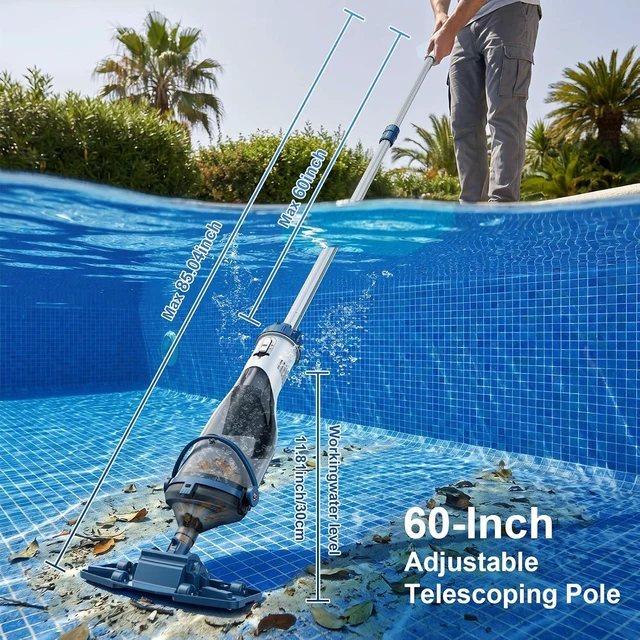 Alt view image 7 of 7 - Pool Vacuum for Above Ground Pool & Inground Pools 18.5 GPM Suction, Blue