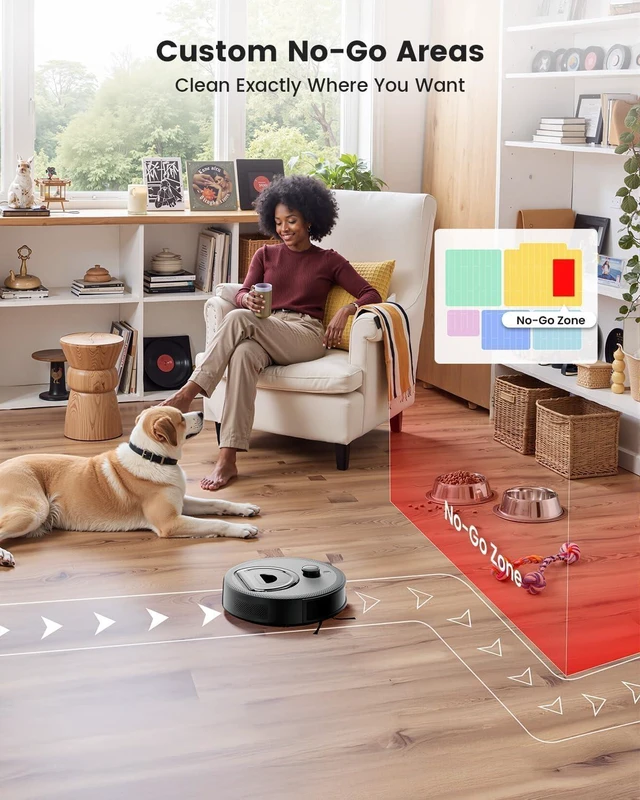Alt view image 7 of 7 - Lefant Robot Vacuum and Mop, Smart Mapping and Obstacle Avoidance, Tangle-Free Pet Hair, 2.4G/5G WiFi App Control, Slim Design for Wider Coverage, Carpet Detection, M330 Pro, Grey