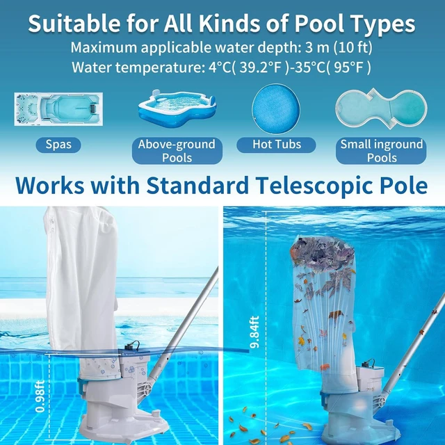 Alt view image 6 of 6 - 48 GPM Cordless Pool Leaf Vacuum Cleaner with Sectional Poles