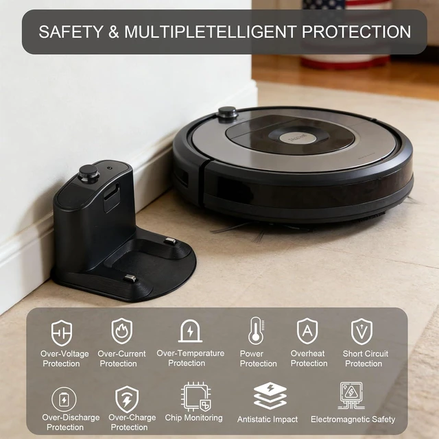 Alt view image 5 of 7 - for Roomba Charger Dock,Replacement for iRobot Roomba Charging Base e5 e6 i1 i3 i4 i5 i6 i7 i8 500-900 Series Models Vacuum Cleaners-with US- Power Cord ADF-N1 17070 17064 4452369(1pcs+1cable)