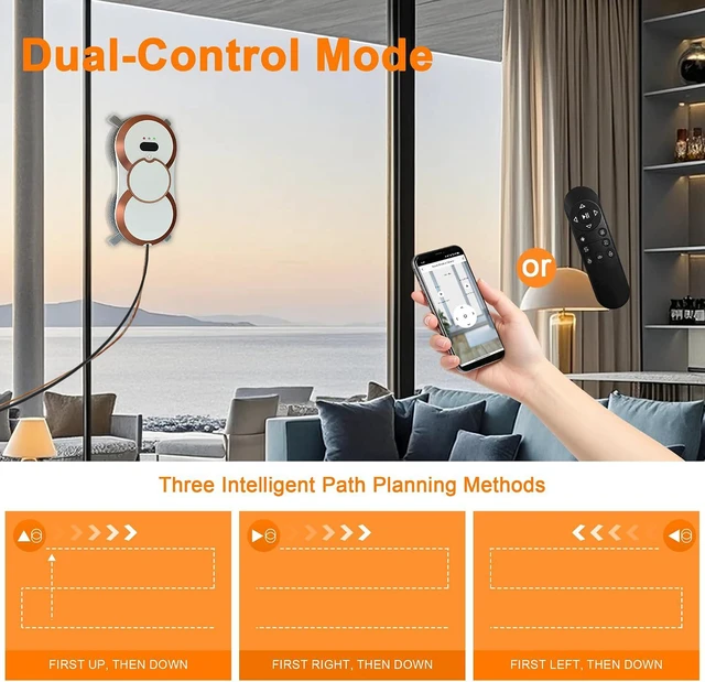 Alt view image 3 of 7 - Automatic Window Cleaning Robot with Dual Spray & 6000Pa Suction
