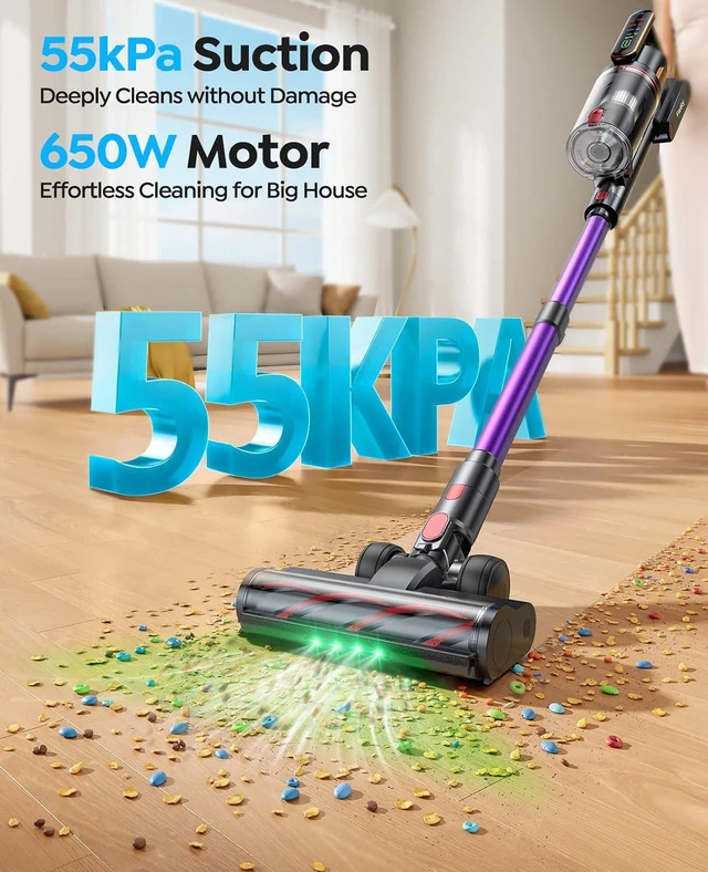 Alt view image 2 of 7 - Cordless Vacuum Cleaner 55KPa 650W 70Mins Stick Vacuum Cleaners for Home