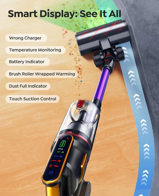 Alt view image 7 of 7 - Cordless Vacuum Cleaner 55KPa 650W 70Mins Stick Vacuum Cleaners for Home
