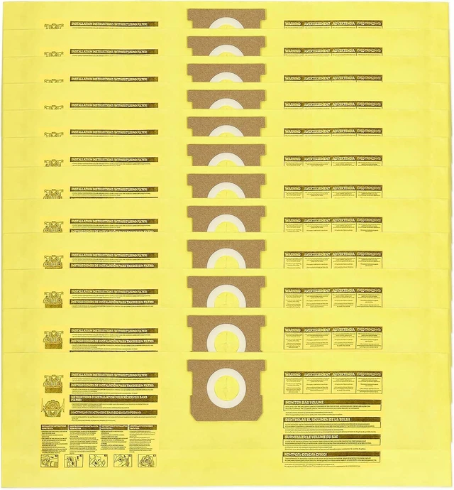 Main image of 12 Pack 91964 Type D Vacuum Filter Bags Compatible with Shop-Vac 4 Gallon Vacuum, Replacement 9196400 9196433 High Efficiency Dust Collection Bag