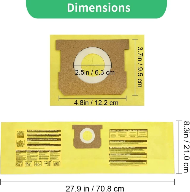 Alt view image 6 of 7 - 12 Pack 91964 Type D Vacuum Filter Bags Compatible with Shop-Vac 4 Gallon Vacuum, Replacement 9196400 9196433 High Efficiency Dust Collection Bag