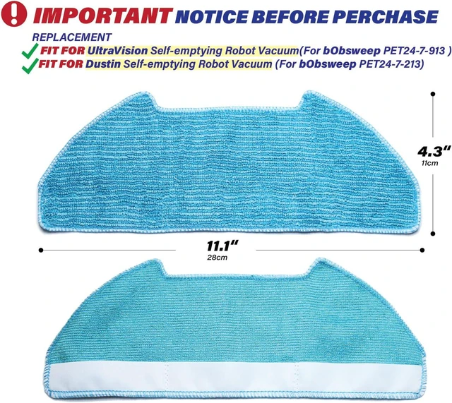 Alt view image 2 of 7 - Replacement Parts Fit for Dustin Self-Emptying Robot Vacuum/Fit for Bobsweep Pet24-7-913, Fit for Ultravision Robot Vacuum/Fit for Bobsweep Pet24-7-213 (11PC-Side Sweep&mop& Main Brush&Filter)