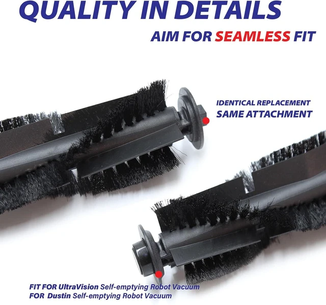 Alt view image 5 of 7 - Replacement Parts Fit for Dustin Self-Emptying Robot Vacuum/Fit for Bobsweep Pet24-7-913, Fit for Ultravision Robot Vacuum/Fit for Bobsweep Pet24-7-213 (11PC-Side Sweep&mop& Main Brush&Filter)