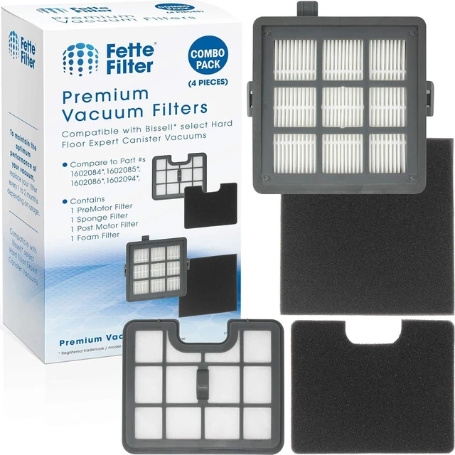 Main image of Fette Filter - Filter Set Compatible with Bissell Hard Floor Expert Canister Vacuum Series 1154 & 1161 Contains- 1 PreMotor 1 Sponge 1 Post Motor 1 Foam Part #s 1602084, 1602085, 1602086, 1602094.