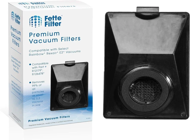 Main image of Fette Filter - Vacuum Filter Compatible with Rainbow R12179, R12647B, R10520, E2 Black, Silver Washable Filters - Pack of 1