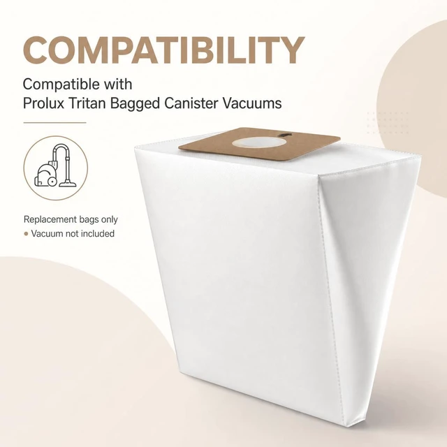 Alt view image 2 of 5 - Compatible Replacement for Prolux Tritan Vacuum Bags,12 Pack HEPA Disposable Bags Made To Fit For Prolux Tritan Bagged Canister Vacuum Cleaner (12 Pack)