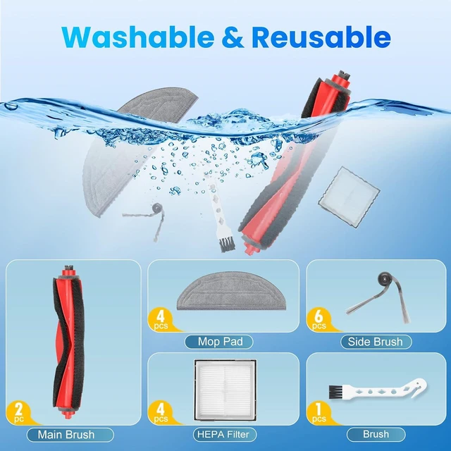 Alt view image 7 of 7 - 17 Pack Replacement Kit for Roborock Q10 S5/Q10 S5+/Q10 X5/Q10 X5+ Vacuum