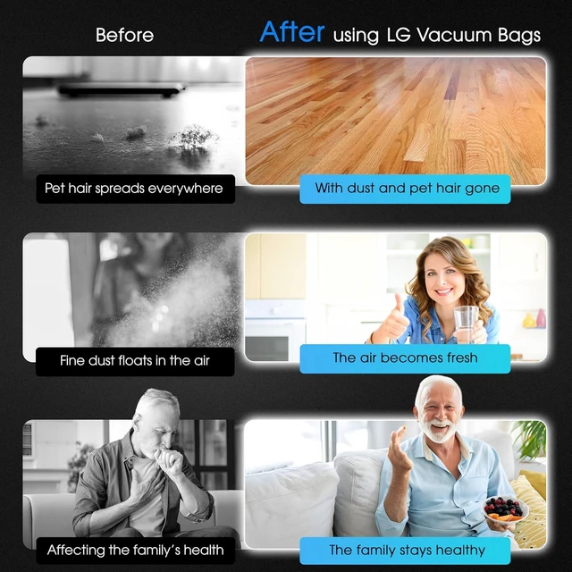 Alt view image 3 of 7 - 10 Pack for LG Vacuum Bags, Compatible with LG CordZero All in One Tower Vacuum A939KBGS A938KBGS A937KGMS, High-Efficiency Replacement Vacuum Cleaner Bags