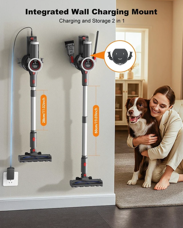 Alt view image 4 of 7 - Cordless Vacuum Cleaner, 550W 45KPA Stick Vacuum, Powerful Suction