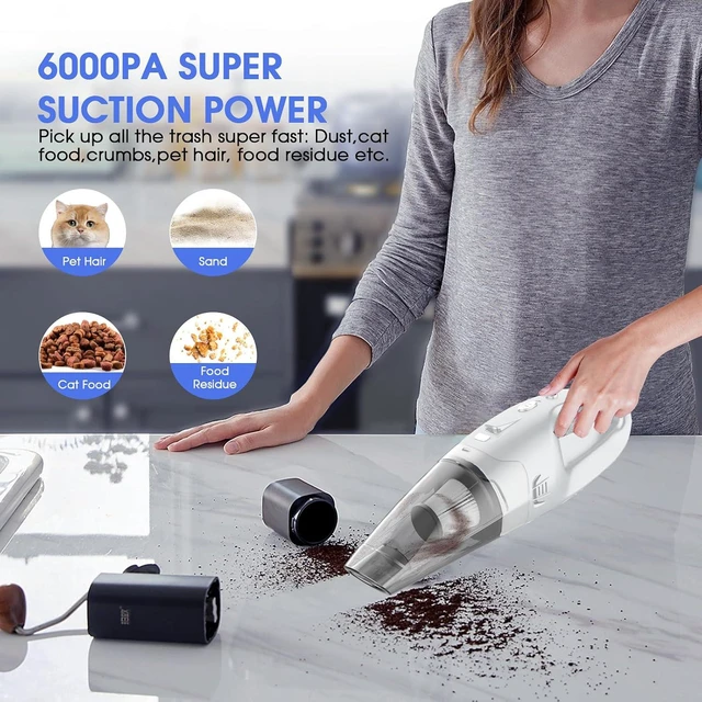 Alt view image 2 of 7 - YOOHI Handheld Vacuum Cordless Rechargeable 6000Pa Mini Hand Held Vacuum, LED Light, 2025 Mins Runtime, USB Charging, 500ML Cup Lightweight Small Vacuum Cleaner Cordless for Car/Office/Home
