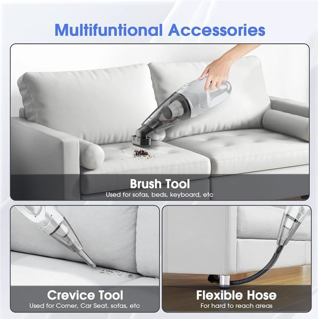 Alt view image 3 of 7 - YOOHI Handheld Vacuum Cordless Rechargeable 6000Pa Mini Hand Held Vacuum, LED Light, 2025 Mins Runtime, USB Charging, 500ML Cup Lightweight Small Vacuum Cleaner Cordless for Car/Office/Home