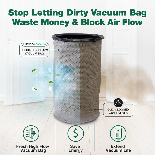 Alt view image 4 of 7 - 2 Replacement Reusable Cloth 10QT Vacuum Bags Compatible with ProTeam Part # 100565 - Fits ProTeam Coachvac, Super CoachVac, MegaVac & Mega Raven 10QT (2 Pack) by Think Crucial