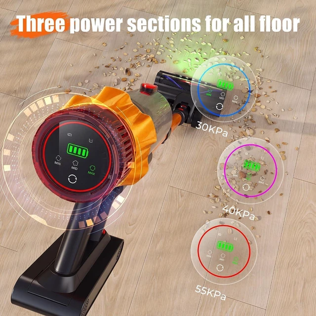 Alt view image 4 of 7 - Cordless Vacuum Cleaner for Home, 55Kpa Suction, Up to 70-Min Runtime, Gold