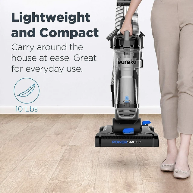Alt view image 6 of 7 - Eureka PowerSpeed Lightweight Upright Vacuum Cleaner for Carpet and Hard Floor, Powerful Bagless Upright Vacuum Cleaner for Home Pets, NEU181A, Blue