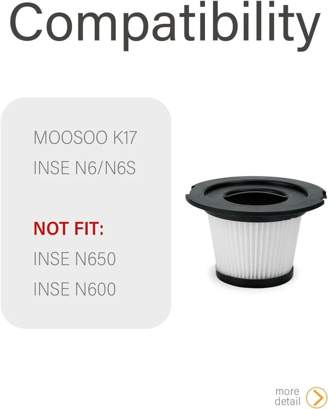 Alt view image 4 of 6 - BBT BAMBOOST Replacement Parts Fit for INSE N6S, N6, MOOSOO K17 cordless vacuum cleaner (6 Pack)