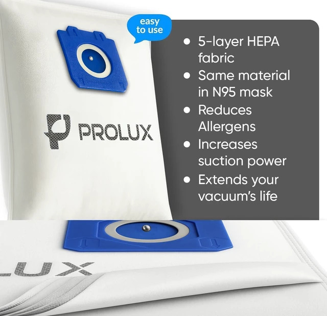 Alt view image 2 of 6 - 6 pack of HEPA bags and 2 post Filters for the Prolux 6000/7000/8000/9000 series upright vacuum cleaners