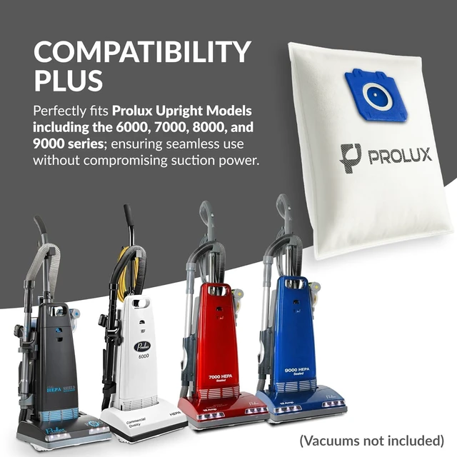 Alt view image 3 of 6 - 6 pack of HEPA bags and 2 post Filters for the Prolux 6000/7000/8000/9000 series upright vacuum cleaners