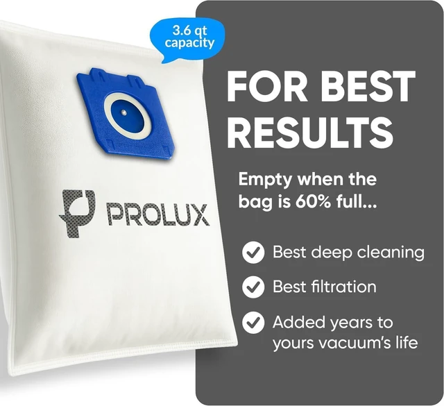 Alt view image 4 of 6 - 6 pack of HEPA bags and 2 post Filters for the Prolux 6000/7000/8000/9000 series upright vacuum cleaners