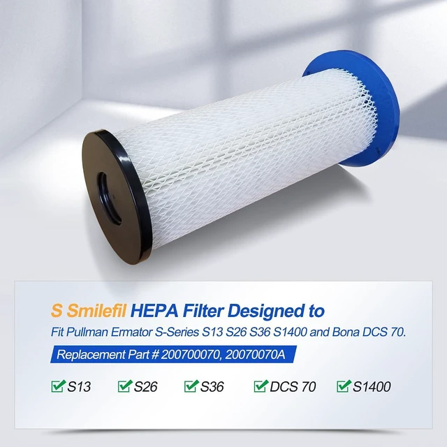 Alt view image 5 of 7 - Smilefil Premium 200700070 S26 HEPA Filter Compatible with Pullman Ermator S-Series S13, S26, S36, S1400, S20, HTC50 and Bona DCS 70 Vacuum Cleaner. Compare to Part # 200700070