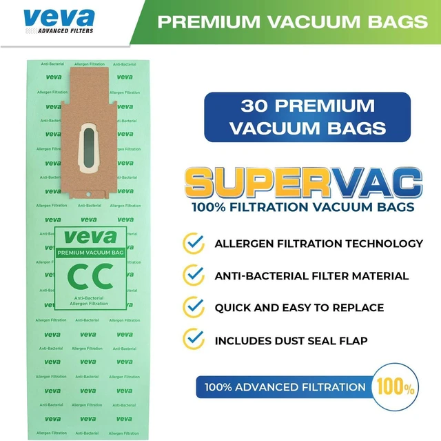 Alt view image 2 of 6 - 30 Pack Type CC Vacuum Bags for Oreck XL, XL5, XL7, XL21, 2000, 3000, 4000, 7000, 8000, 9000 Upright Vacuum Cleaner, Hypo-Allergenic Bags