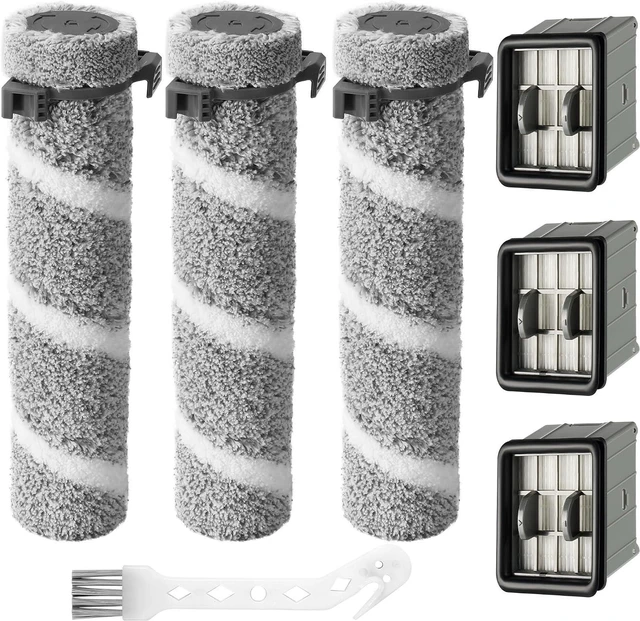 Main image of 3930F 3933 3930 Brush Roll Filter Replacement Kit for Bissell CrossWave OmniForce Edge Cordless Multi-Surface Hard Floor Cleaner Wet Dry Vacuum, 3 HEPA Filters, 3 ZeroGap Brush Roll, 1640897, 1640066