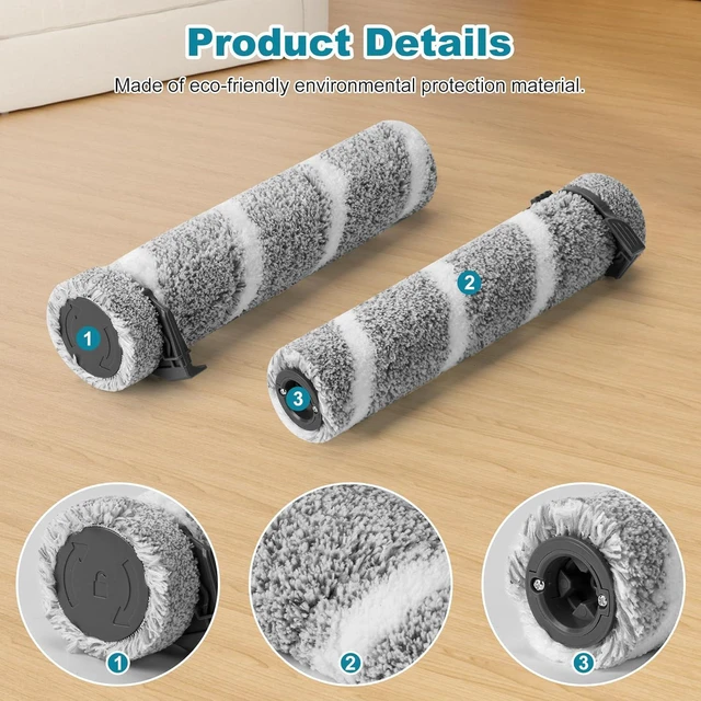 Alt view image 5 of 7 - 3930F 3933 3930 Brush Roll Filter Replacement Kit for Bissell CrossWave OmniForce Edge Cordless Multi-Surface Hard Floor Cleaner Wet Dry Vacuum, 3 HEPA Filters, 3 ZeroGap Brush Roll, 1640897, 1640066